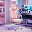 Chaise gamer Rivorot ergonomique inclinable massage lombaire rose