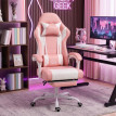 Chaise gamer Rivorot ergonomique inclinable massage lombaire rose