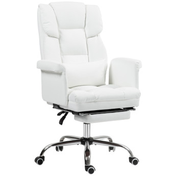 Chaise de bureau Ilreria ergonomique inclinable avec repose pieds blanche