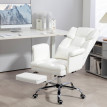 Chaise de bureau Ilreria ergonomique inclinable avec repose pieds blanche