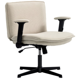Chaise de bureau Rosaros accoudoirs rabattables siège large crème