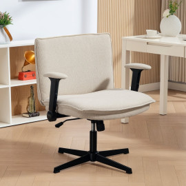 Chaise de bureau Rosaros accoudoirs rabattables siège large crème