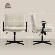Chaise de bureau Rosaros accoudoirs rabattables siège large crème