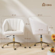 Chaise de bureau Aubes velours réglable à roulettes blanc crème