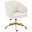 Chaise de bureau Aubes velours réglable à roulettes blanc crème