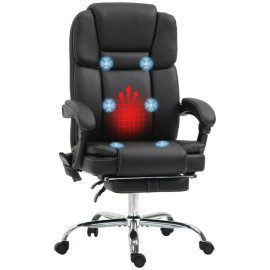 Ralet Chaise de bureau massante inclinable avec repose-pieds noir