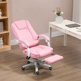 Chaise de bureau Avine ergonomique avec repose-pieds dossier réglable rose et blanc
