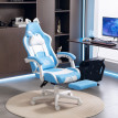 Chaise Gaming Larum Reclinable Repose-pieds Coussins Cuir Synthétique Blanc Rose