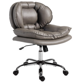 Chaise de Bureau Florora Siège Large Pivotante Hauteur Ajustable Gris