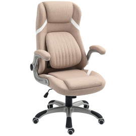 Chaise de Bureau Yliel Inclinable Réglable Tissu Marron Clair