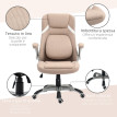 Chaise de Bureau Yliel Inclinable Réglable Tissu Marron Clair