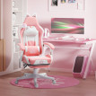 Fauteuil gamer Amia oreille de chat inclinable repose pieds rose blanc