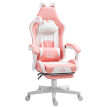 Fauteuil gamer Amia oreille de chat inclinable repose pieds rose blanc