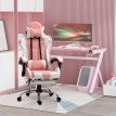 Calreo Chaise gaming ergonomique fauteuil bureau appui tête rose blanc