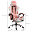 Calreo Chaise gaming ergonomique fauteuil bureau appui tête rose blanc