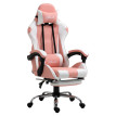 Calreo Chaise gaming ergonomique fauteuil bureau appui tête rose blanc