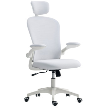 Terys Chaise de Bureau Maille Ergonomique Appuie tête Réglable Blanc