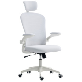 Terys Chaise de Bureau Maille Ergonomique Appuie tête Réglable Blanc