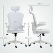 Terys Chaise de Bureau Maille Ergonomique Appuie tête Réglable Blanc