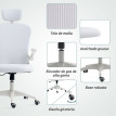 Terys Chaise de Bureau Maille Ergonomique Appuie tête Réglable Blanc