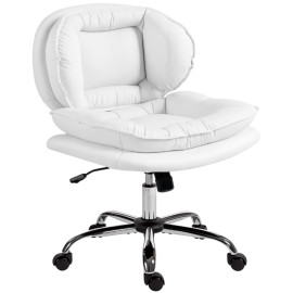 Chaise de Bureau Aureine Jambes Croisées Siège Large Roulettes Réglable Blanc
