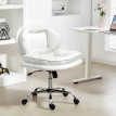 Chaise de Bureau Aureine Jambes Croisées Siège Large Roulettes Réglable Blanc