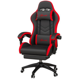 Chaise de gaming Zelinin ergonomique inclinable repose pieds noir rouge