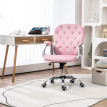 Chaise de Bureau Nalson Velours Hauteur Ajustable Accoudoirs Rose