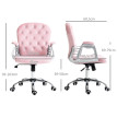 Chaise de Bureau Nalson Velours Hauteur Ajustable Accoudoirs Rose