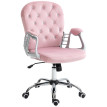 Chaise de Bureau Nalson Velours Hauteur Ajustable Accoudoirs Rose