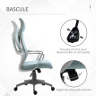 Chaise de Bureau Ergonomique Inclinable Réglable Erlena Bleu