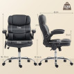 Erlora fauteuil de bureau massant chauffant avec accoudoirs rabattables noir