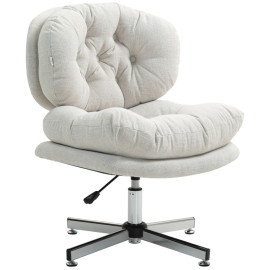 Chaise de bureau Solvael chaise pivotante rembourrée réglable blanc crème