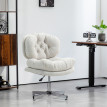 Chaise de bureau Solvael chaise pivotante rembourrée réglable blanc crème