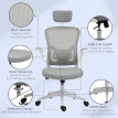 Chaise de bureau Ralo ergonomique basculante support lombaire gris