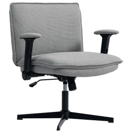 Chaise de bureau Ilroac en lin réglable avec accoudoirs relevables gris