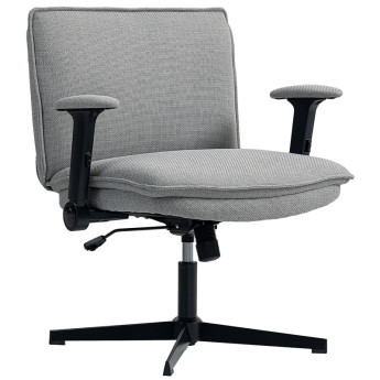 Chaise de bureau Ilroac en lin réglable avec accoudoirs relevables gris