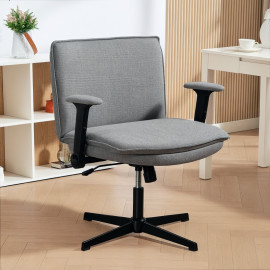 Chaise de bureau Ilroac en lin réglable avec accoudoirs relevables gris