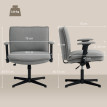 Chaise de bureau Ilroac en lin réglable avec accoudoirs relevables gris