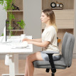 Chaise de bureau Ilroac en lin réglable avec accoudoirs relevables gris