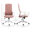 Chaise de bureau Helrio ergonomique pivotante inclinable rose
