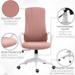 Chaise de bureau Helrio ergonomique pivotante inclinable rose
