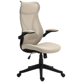 Dorenis Chaise de bureau ergonomique accoudoirs rabattables beige