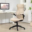 Dorenis Chaise de bureau ergonomique accoudoirs rabattables beige