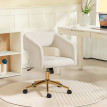 Chaise de Bureau Emilel Pivotante Velours Réglable Crème
