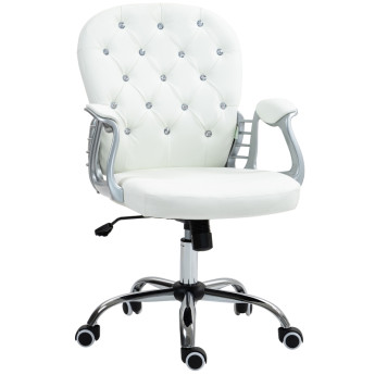 Chaise de Bureau Rivvay Ergonomique avec Accoudoirs Dossier Rembourré Blanc