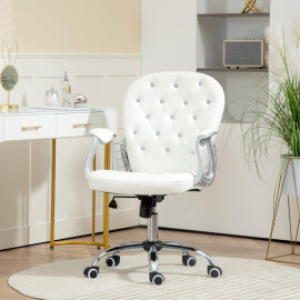 Chaise de Bureau Rivvay Ergonomique avec Accoudoirs Dossier Rembourré Blanc