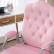 Chaise de bureau Salrio ergonomique inclinable hauteur réglable velours rose
