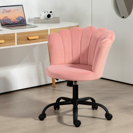 Ralones Chaise de bureau velours pétales réglable rose