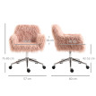 Chaise de Bureau Faler Fauteuil Pivotant Réglable en Hauteur Fausse Fourrure Rose Argent